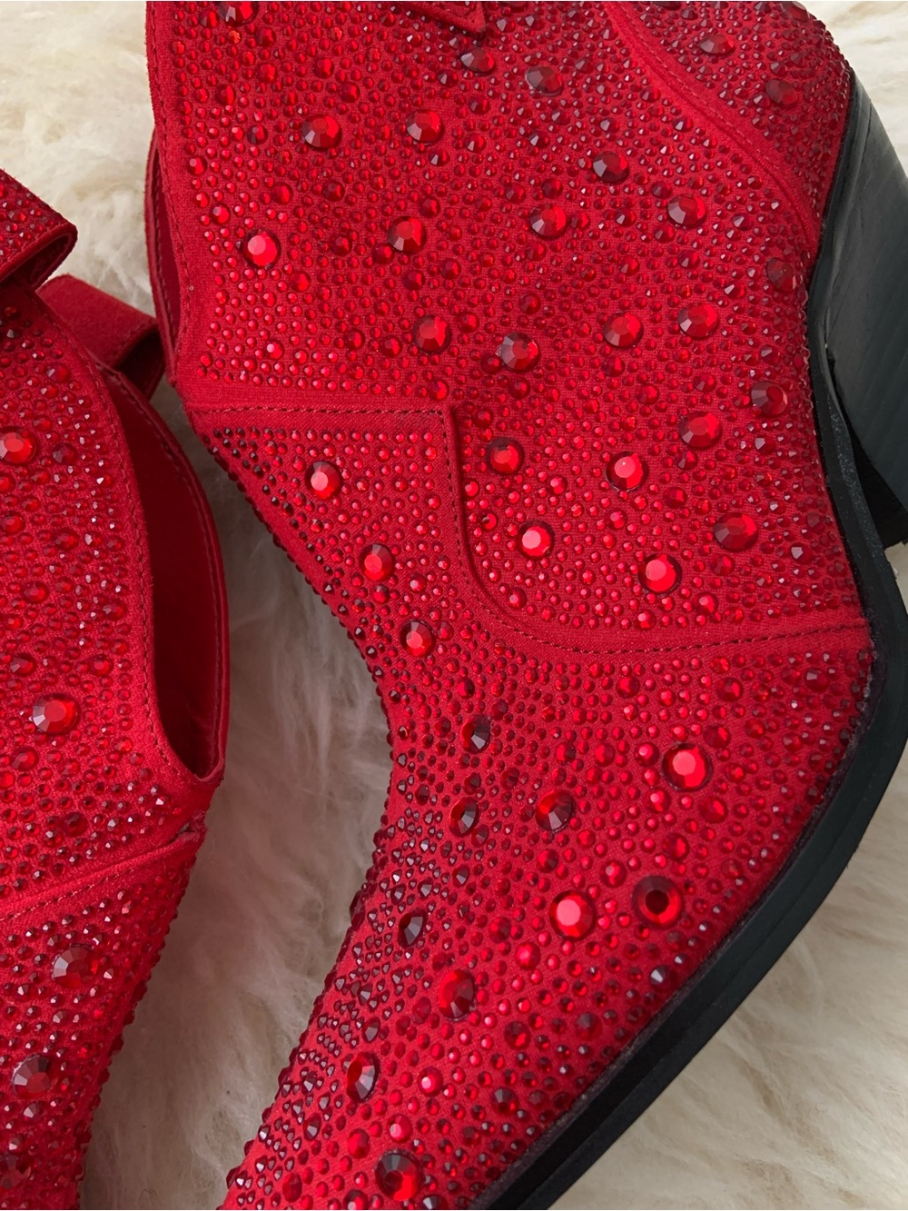 JESSICA SIMPSON Red Crystal Embellished Women's Ankle Boots (Sz 10) - Picture 2 of 10